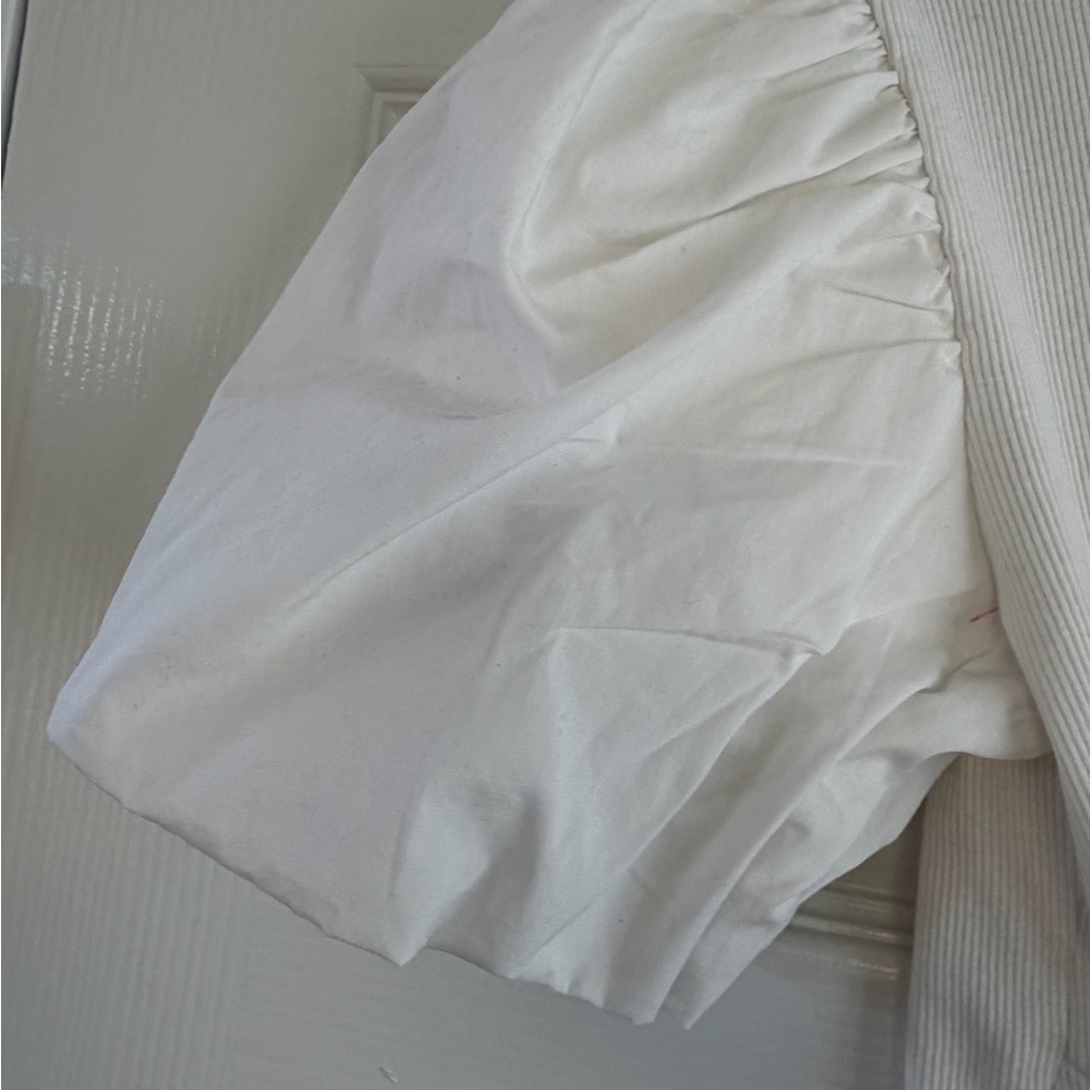 NWT Zara Cream Puff Sleeve Crop Top S - Picture 4 of 5